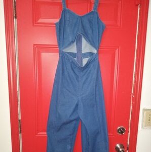 A medium blue Derek Heart jumpsuit.